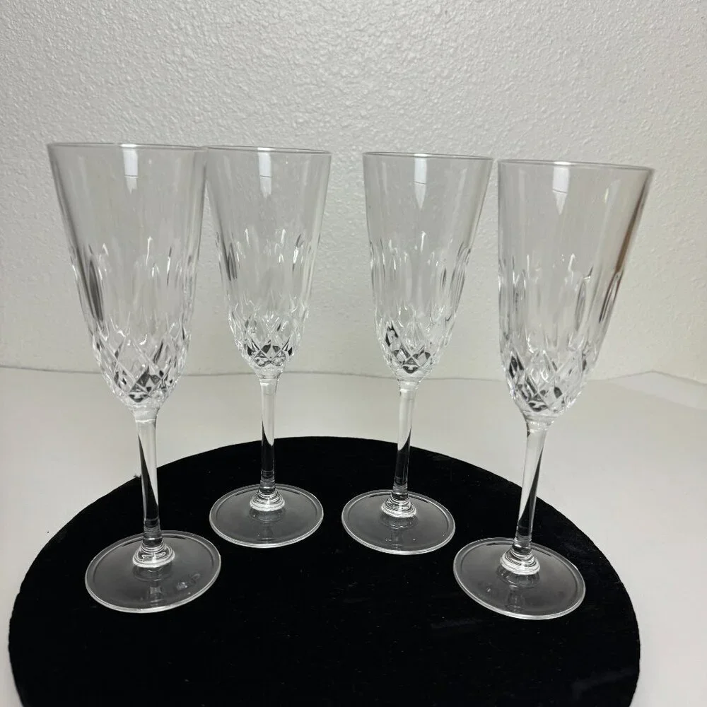 4 cut crystal champagne Glasses On A Stem 8”